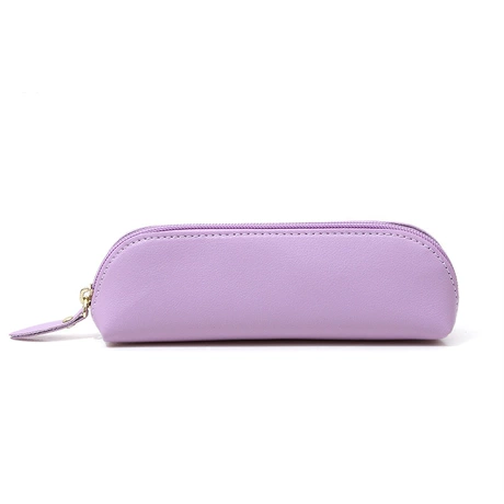 XLarge Zipper Leather Pencil Case - Purple