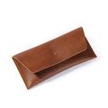 XLarge Zipper Leather Pencil Case - Dark Brown