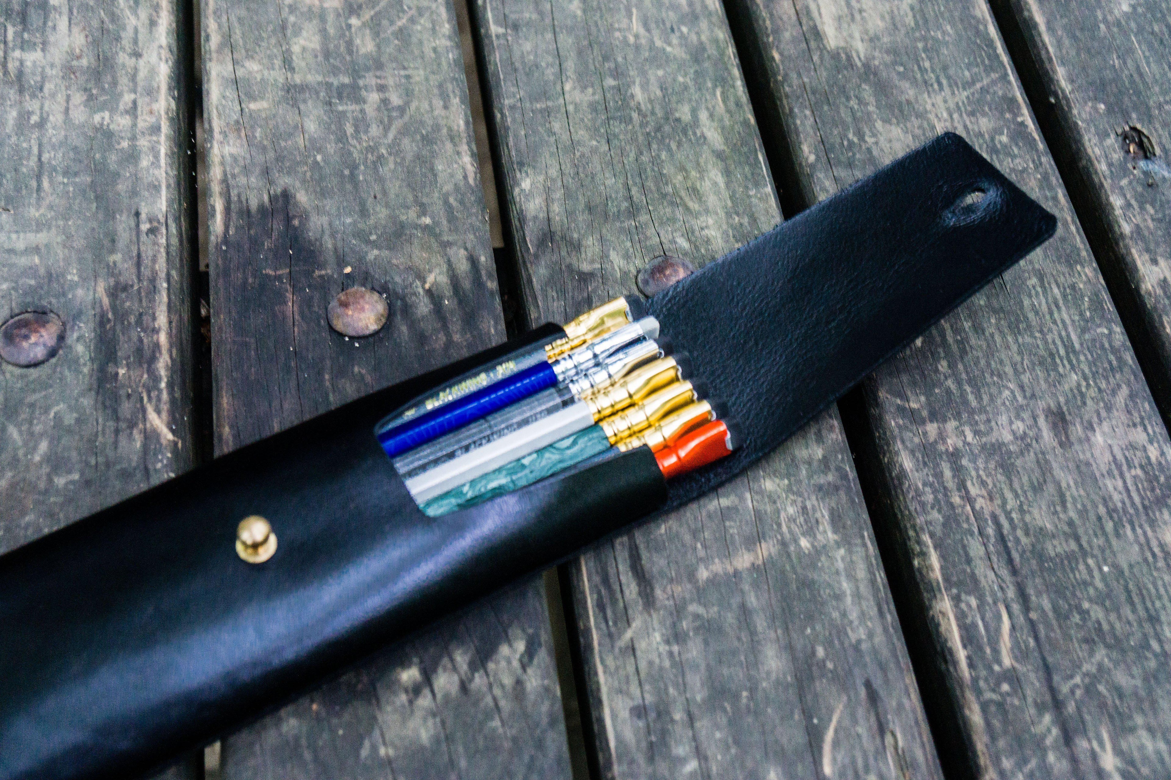 The Charcoal Leather Pencil Case - Black