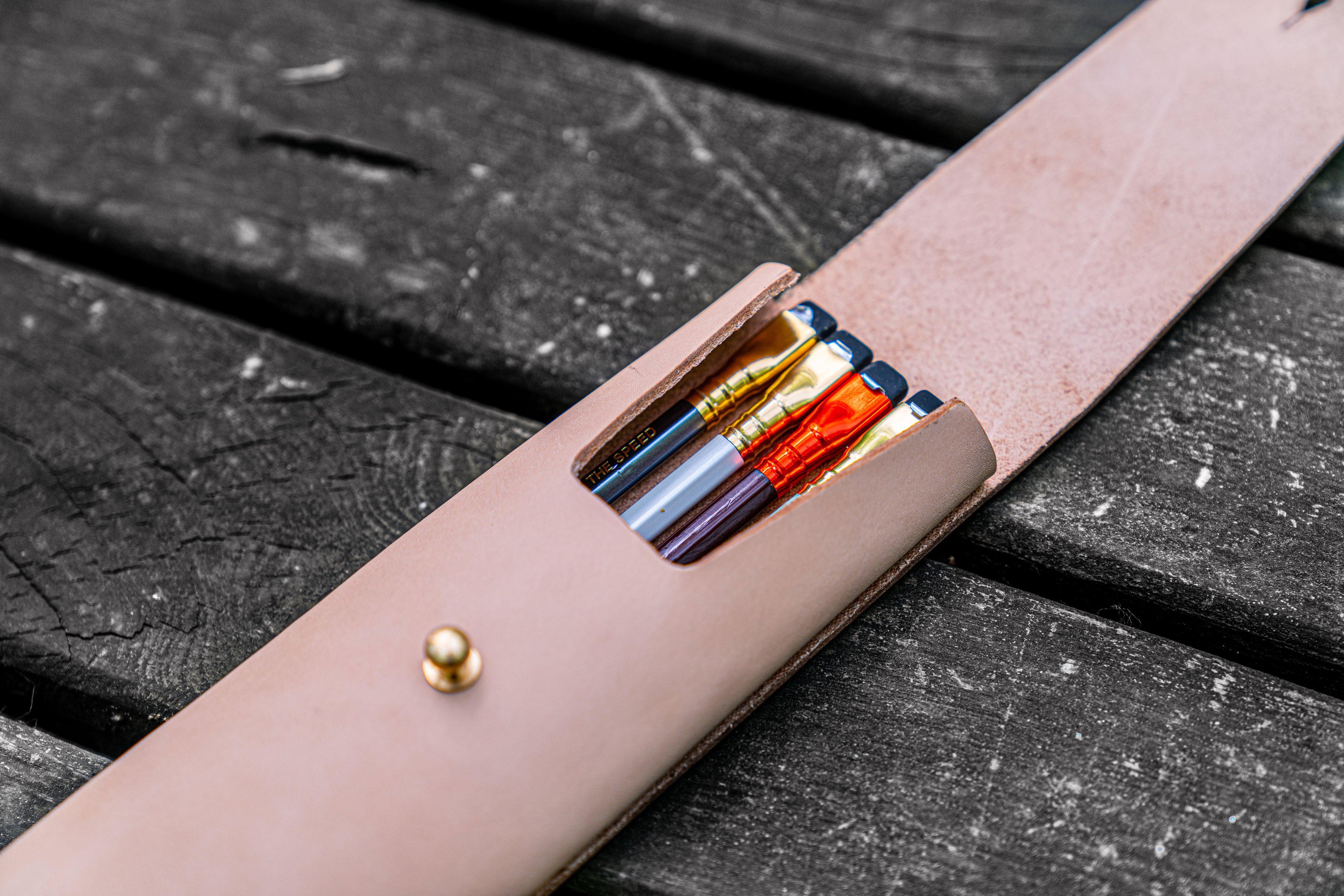 The Charcoal Leather Pencil Case - Undyed Leather