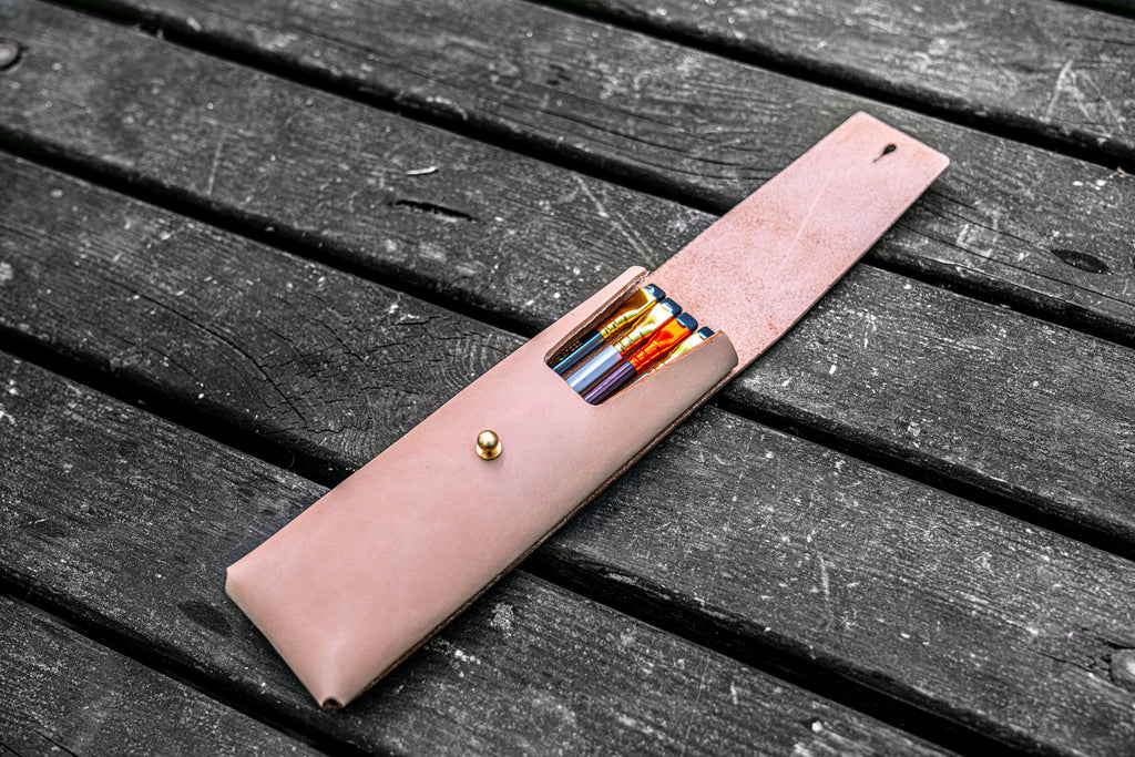 The Charcoal Leather Pencil Case - Undyed Leather