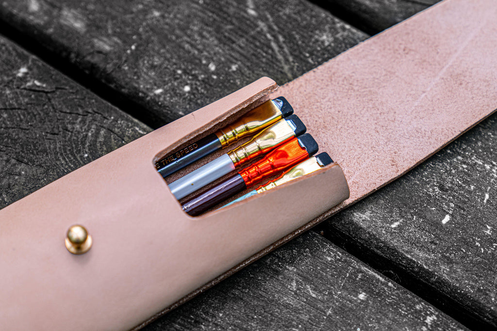 The Charcoal Leather Pencil Case - Undyed Leather