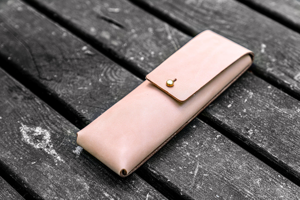 The Charcoal Leather Pencil Case - Undyed Leather