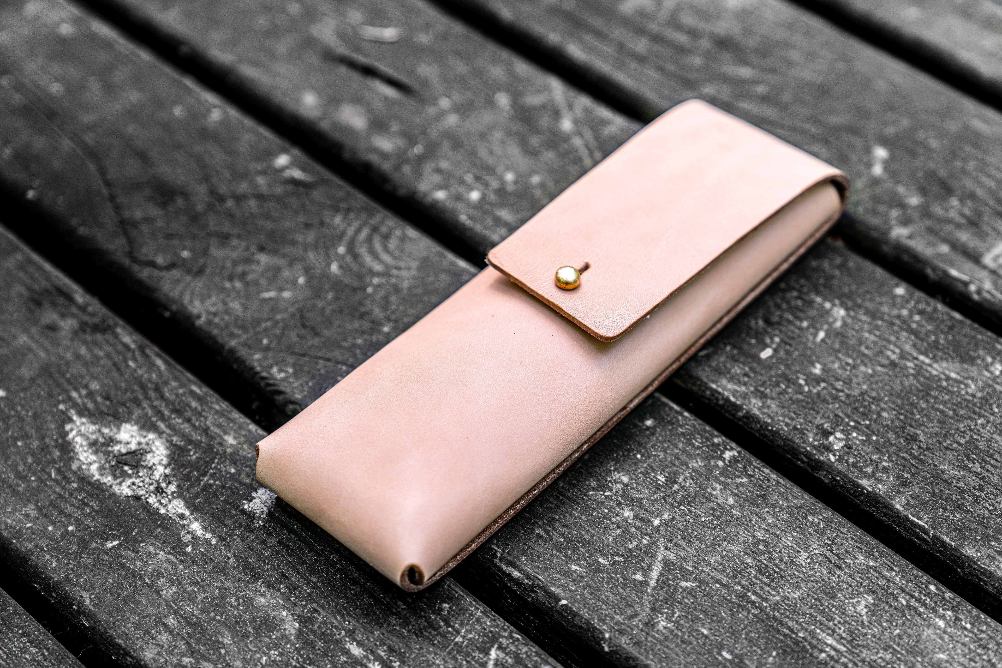 The Charcoal Leather Pencil Case - Undyed Leather