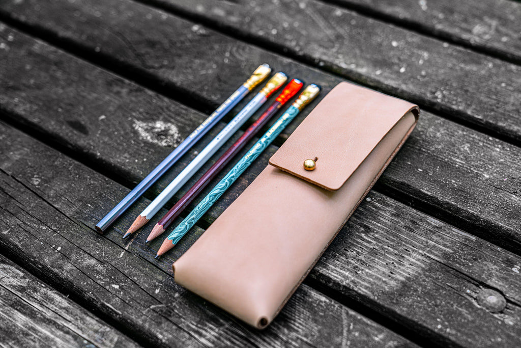 The Charcoal Leather Pencil Case - Undyed Leather